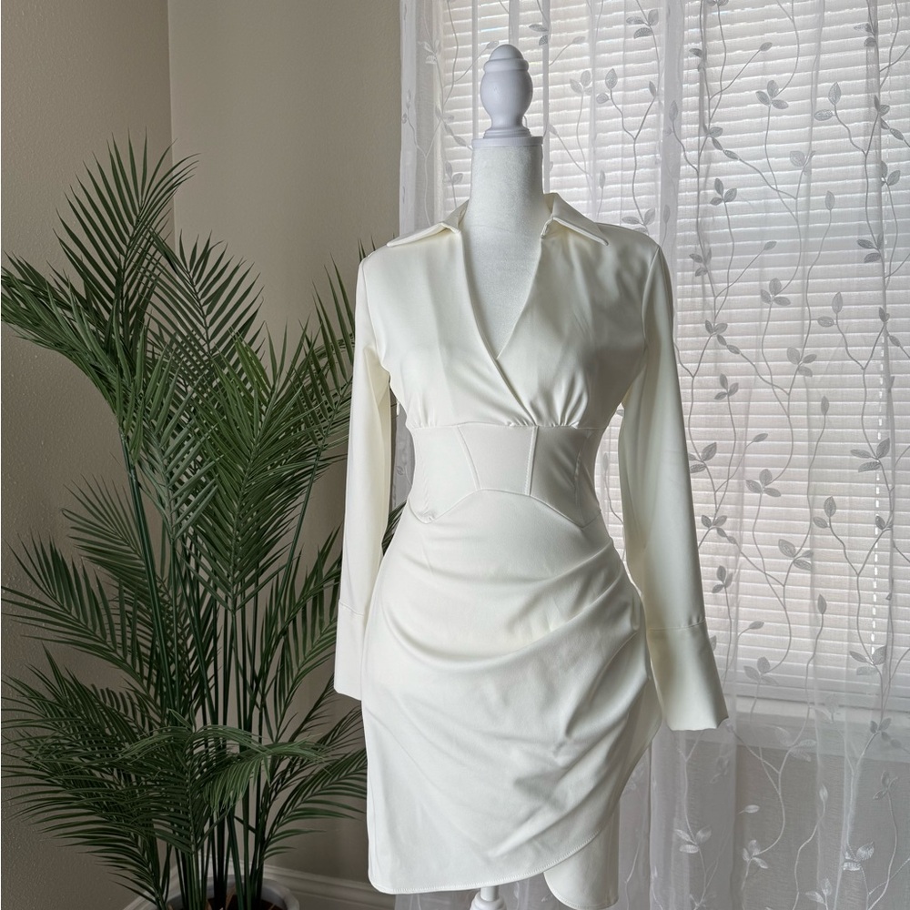 Zara Cream Long Sleeve Dress